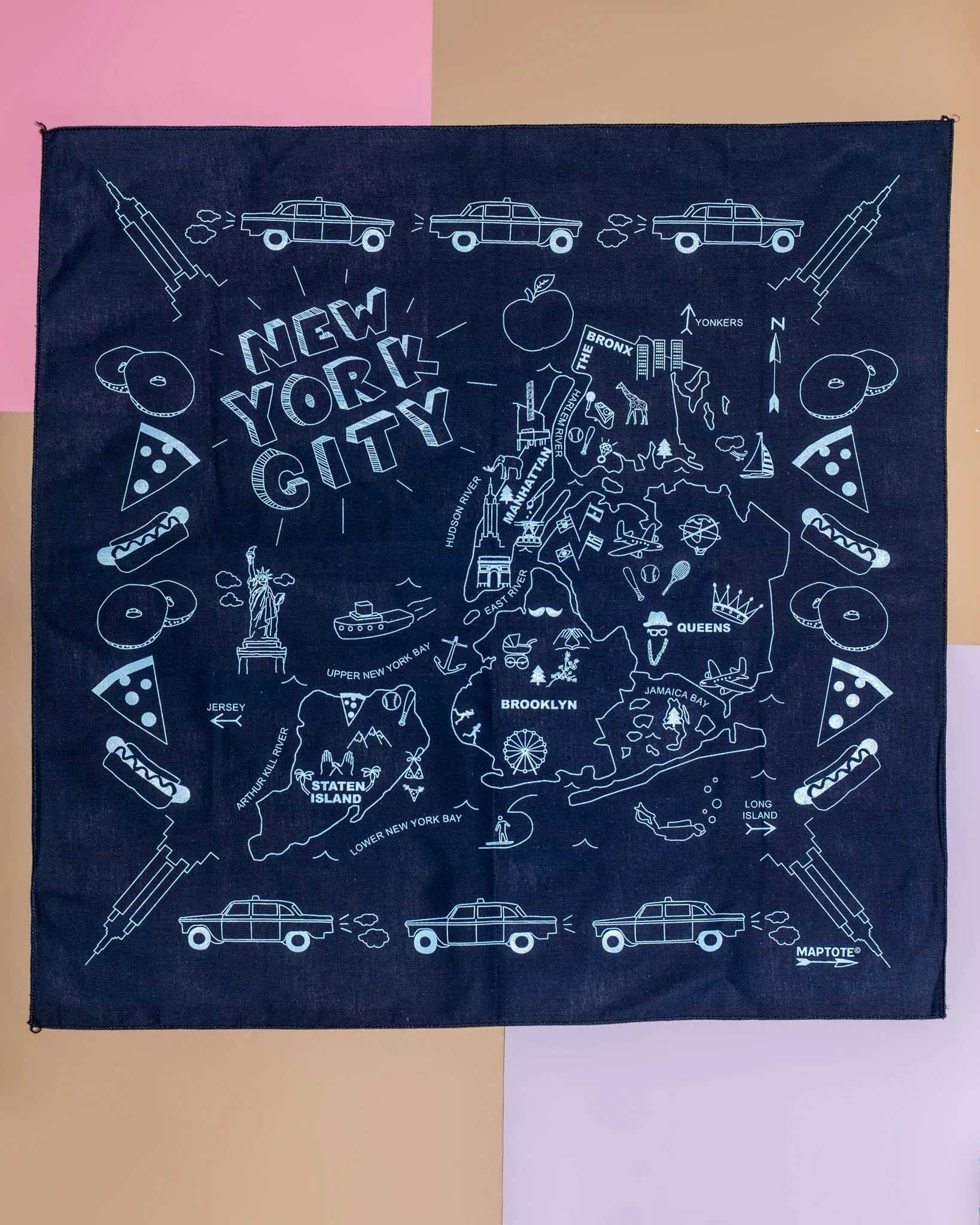 NYC Map Bandana in Navy (Made in the USA) << FINAL SALE >>