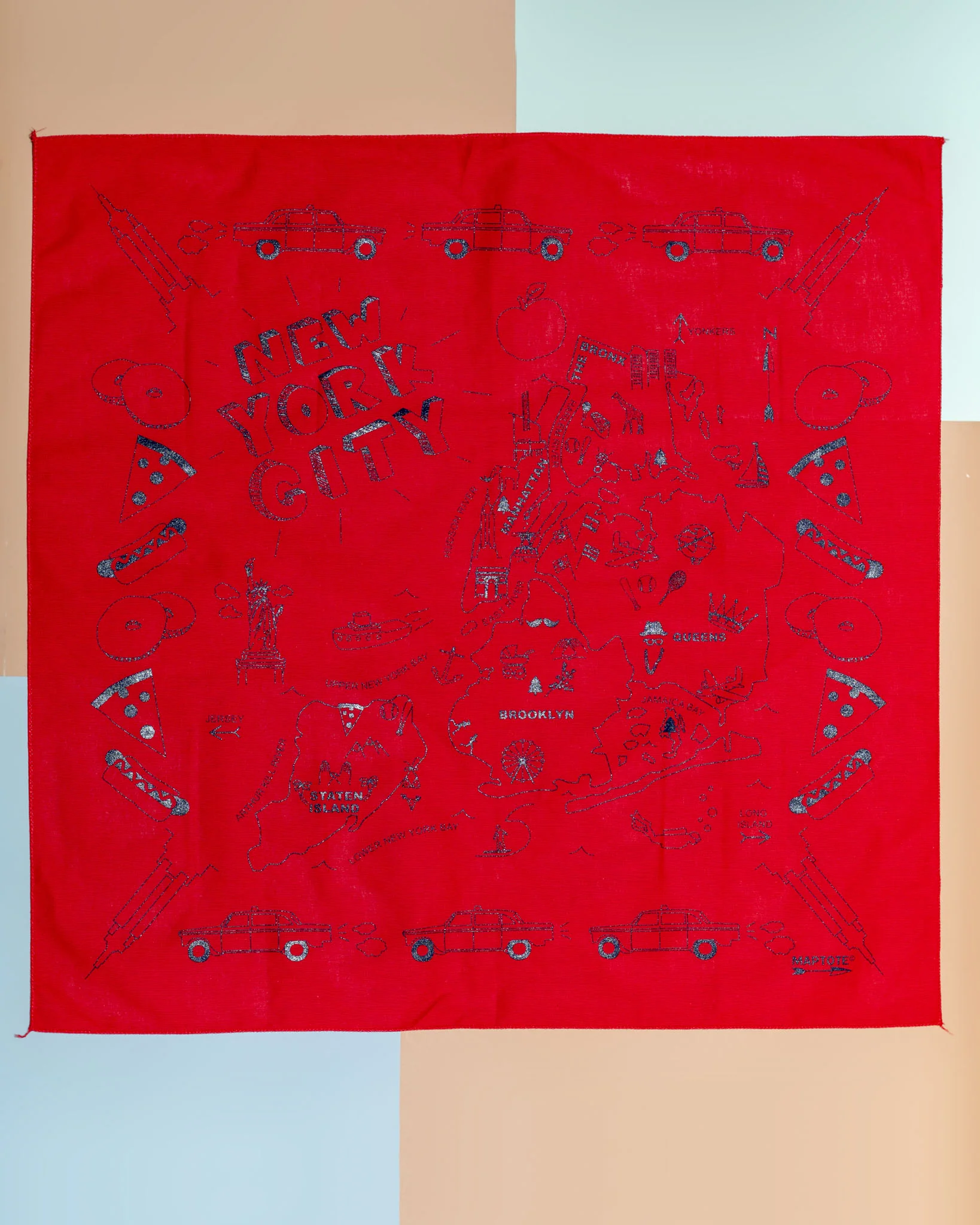 NYC Map Bandana in Red (Made in the USA) << FINAL SALE >>