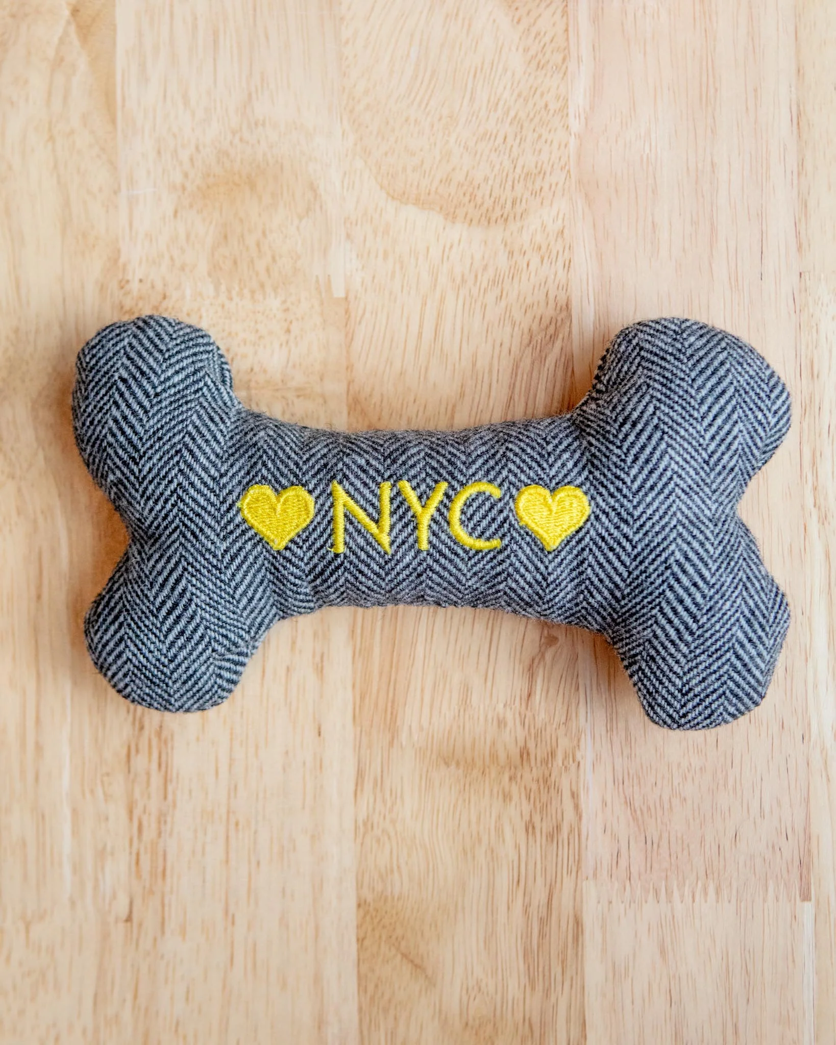 "NYC" Tweed Squeaker Bone Dog Toy (Made in the USA) - Image 2