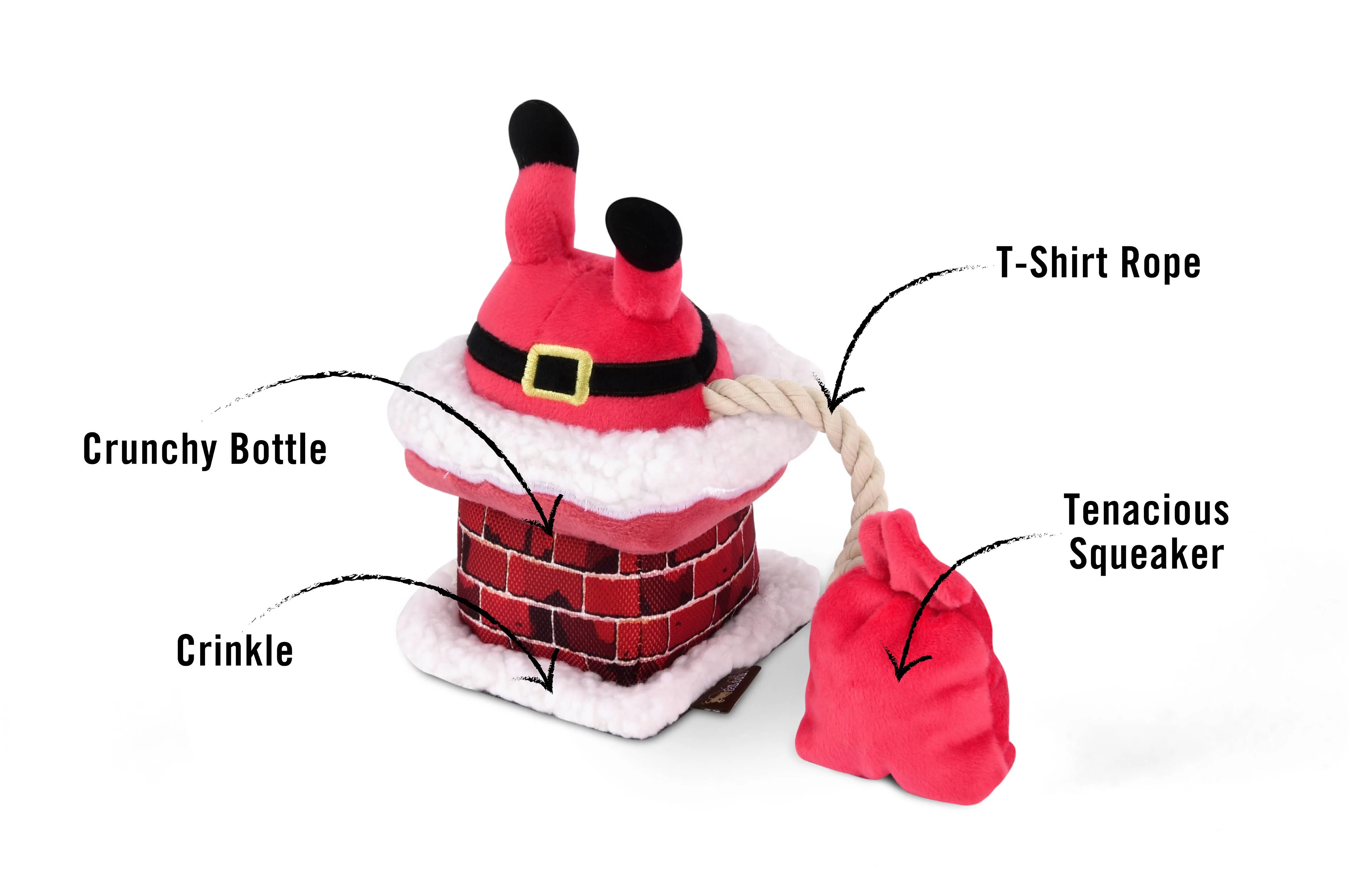 Clumsy Claus Holiday Squeak + Crinkle Dog Toy << FINAL SALE >> - Image 4