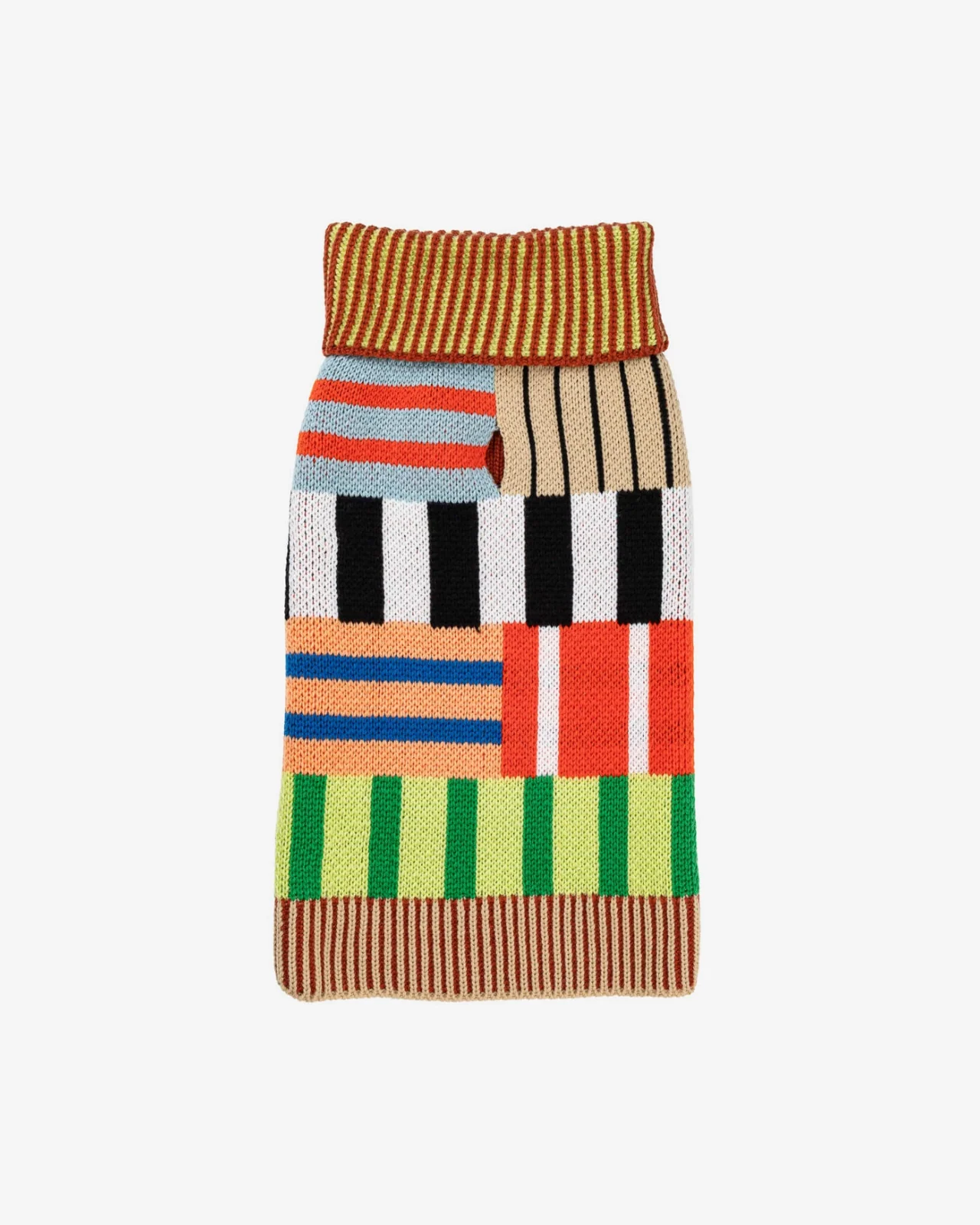 Patchwork Stripe Dog Sweater in Desert