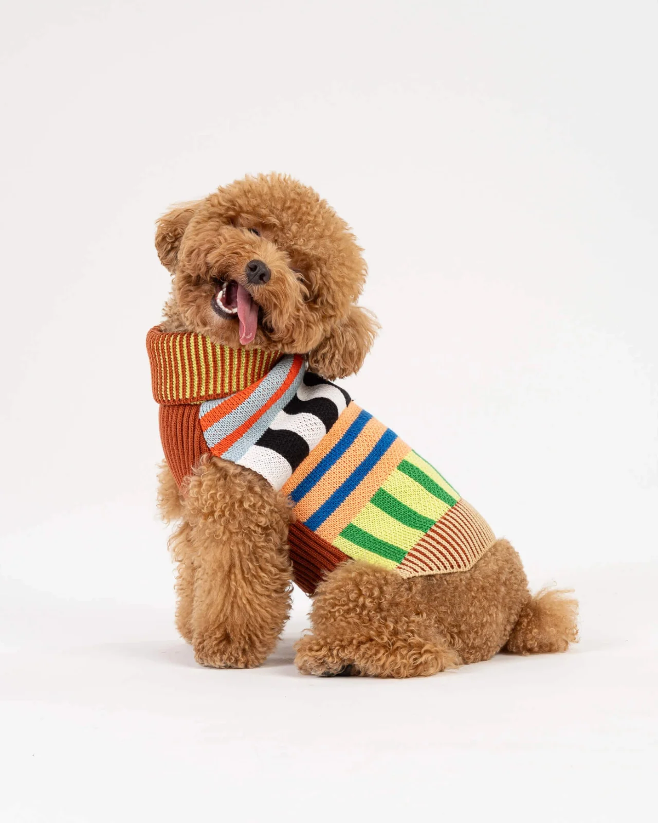 Patchwork Stripe Dog Sweater in Desert - Image 2