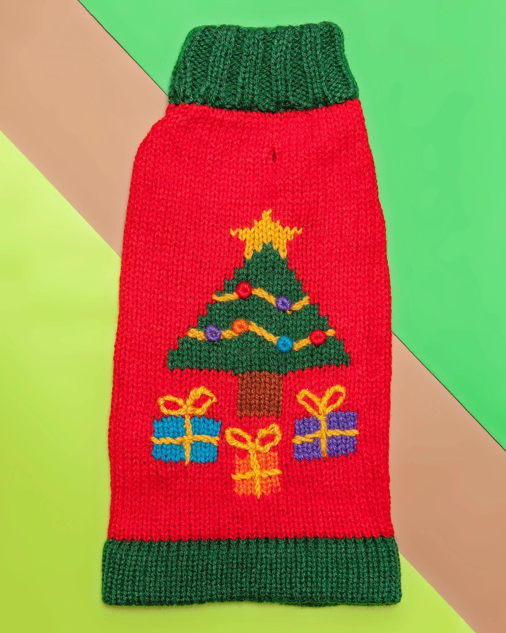 Barking Around the Christmas Tree Handknit Dog Sweater