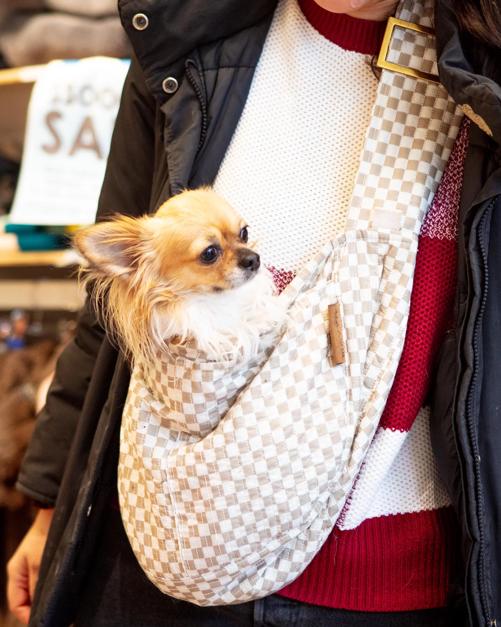 Check Print Pet Sling Carrier