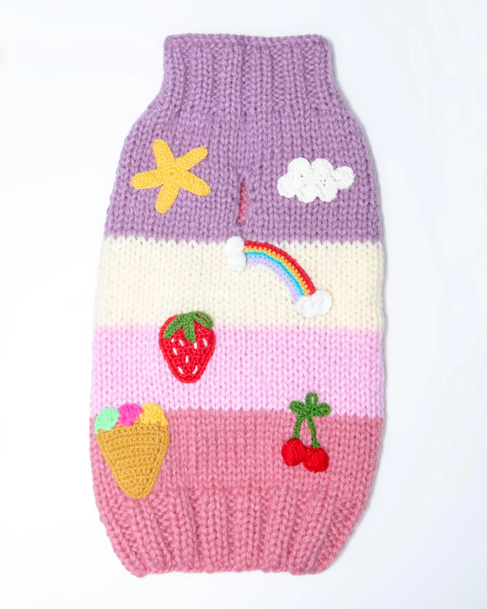 Tutti Fruity Fruits Handknit Dog Sweater