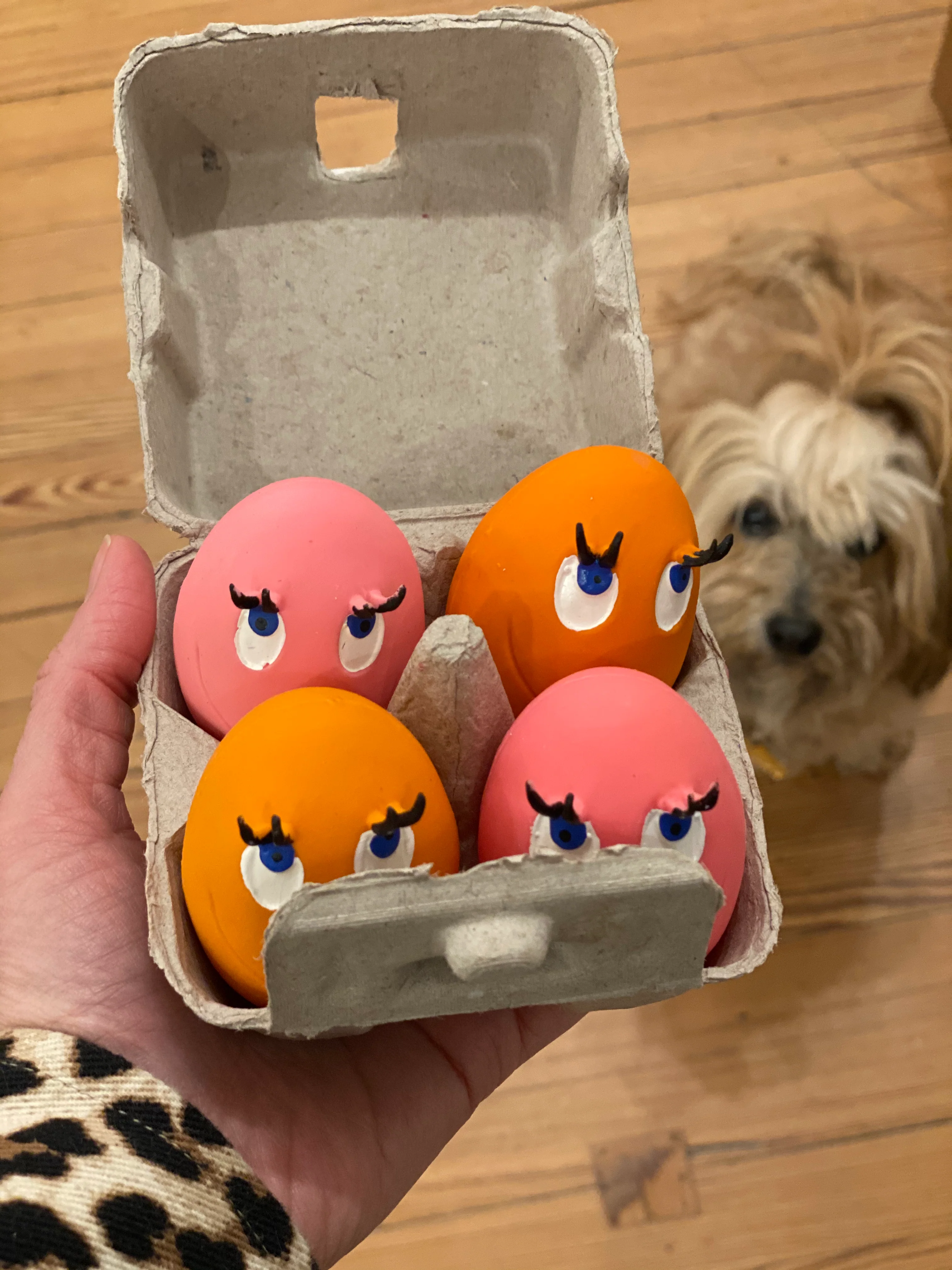 Pink & Orange Squeaky Latex Dog Toy Egg Carton - Image 4