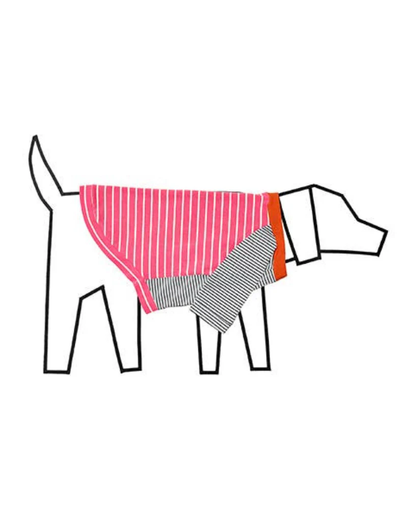 Pink & White Crazy Striped Dog T-Shirt (Made in the USA) - Image 3