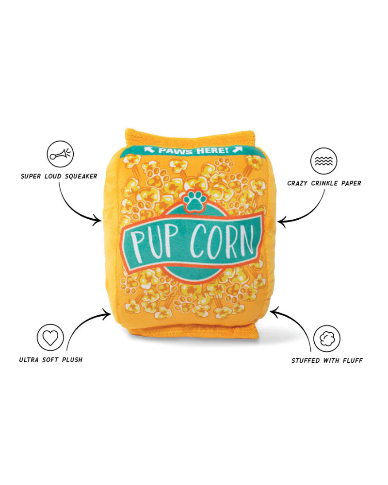 Pupcorn Crinkle + Squeak Plush Dog Toy (FINAL SALE) - Image 3