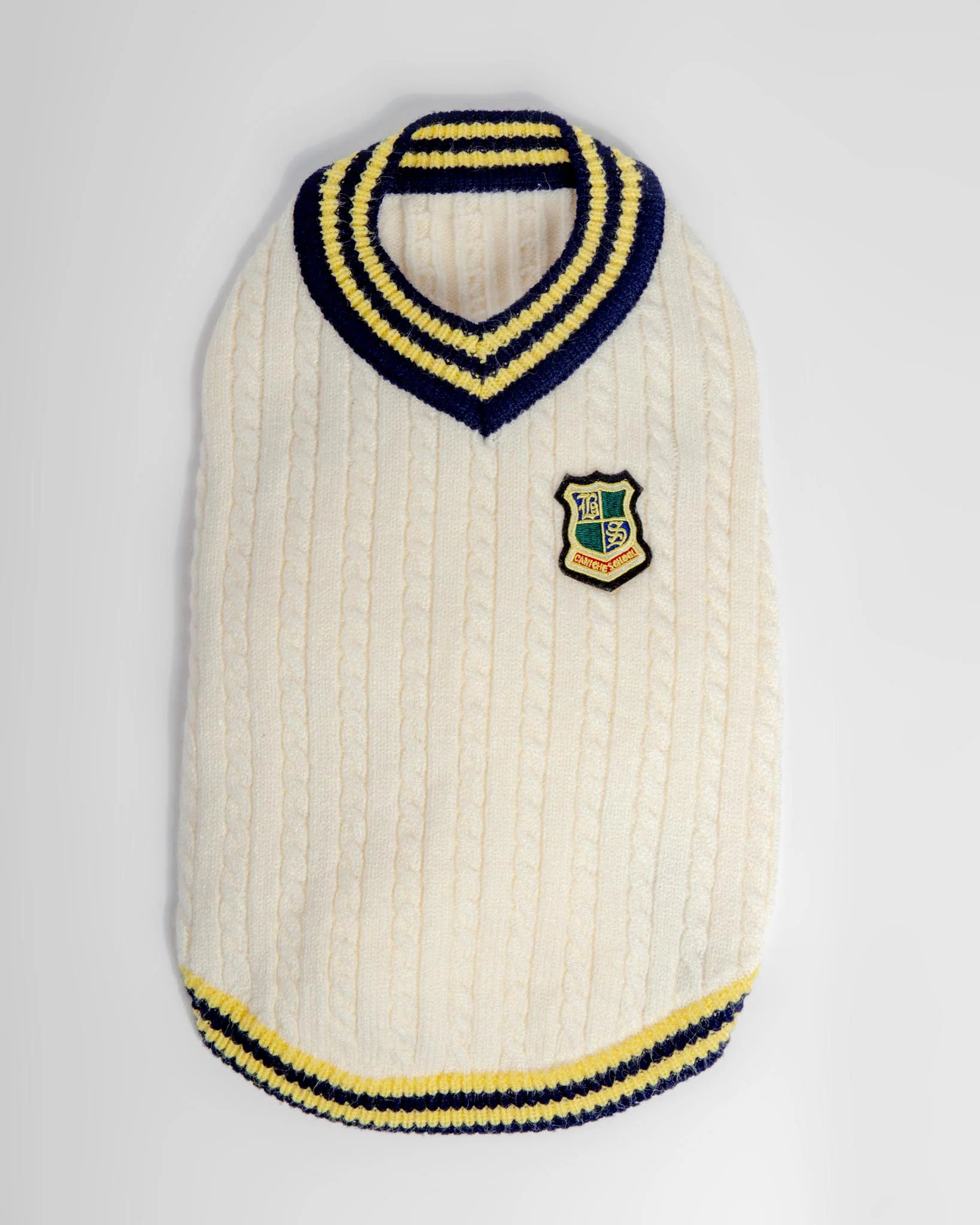 Prep School V-Neck Dog Sweater