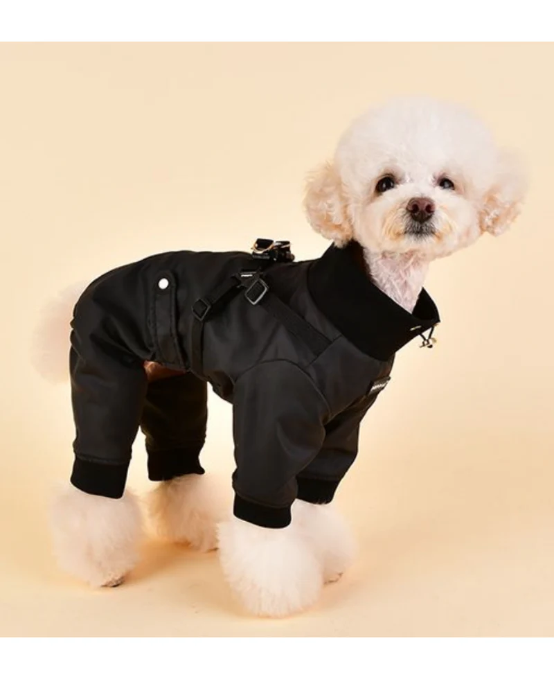 Garnett Winter Fleece Onesie with Harness in Black<br><< FINAL SALE >> - Image 3