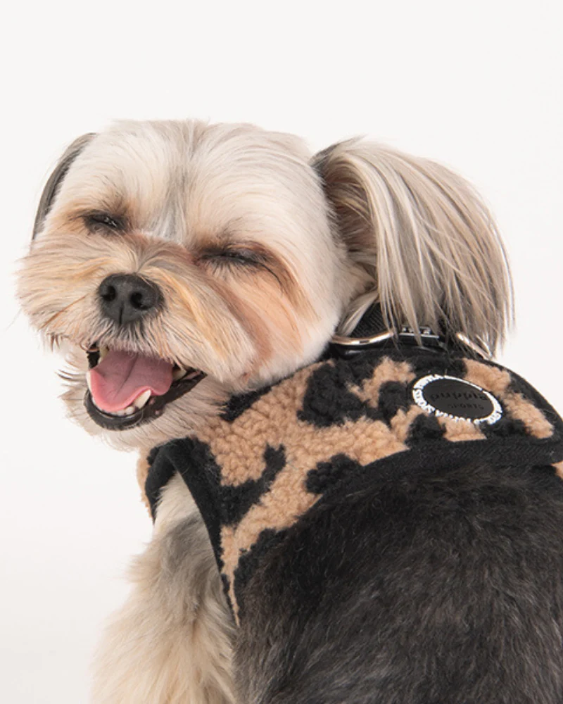 Leopard Fleece Step-In Dog Harness in Beige<br>(FINAL SALE) - Image 5