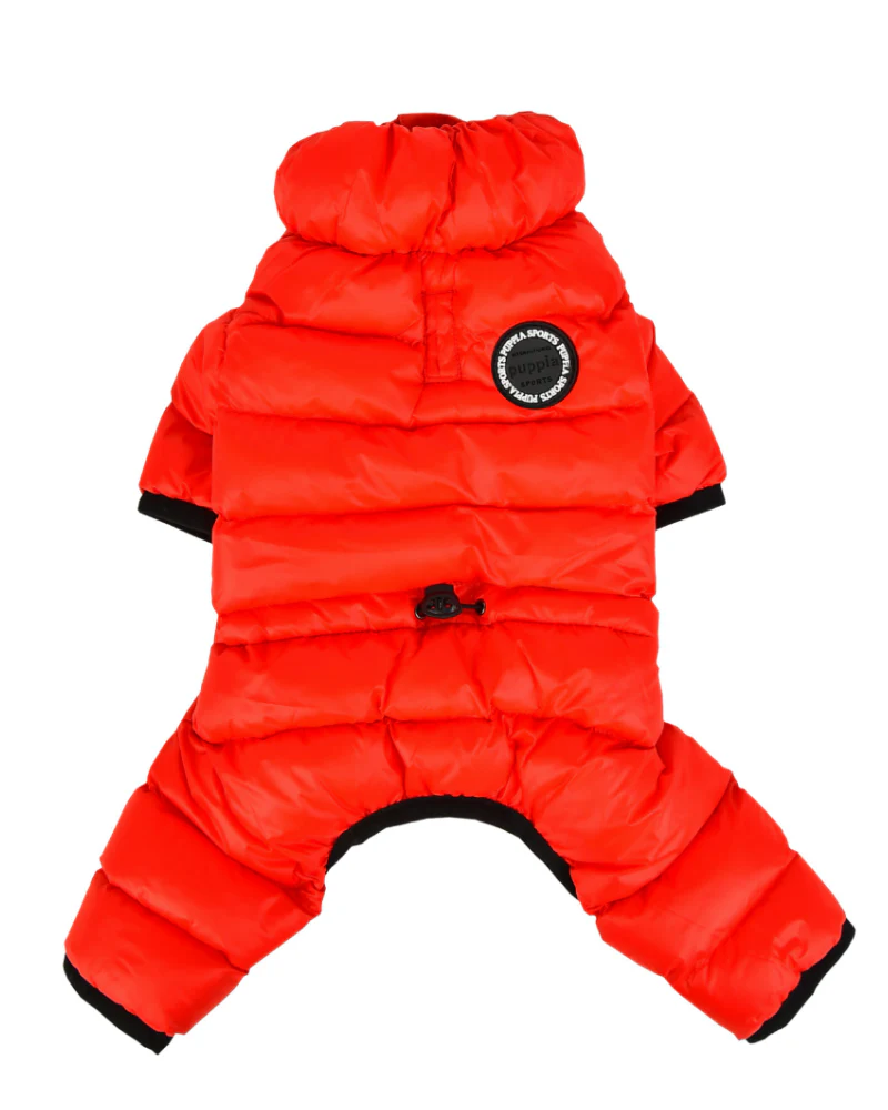 Ultra Light Winter Puffer Jumpsuit in Red