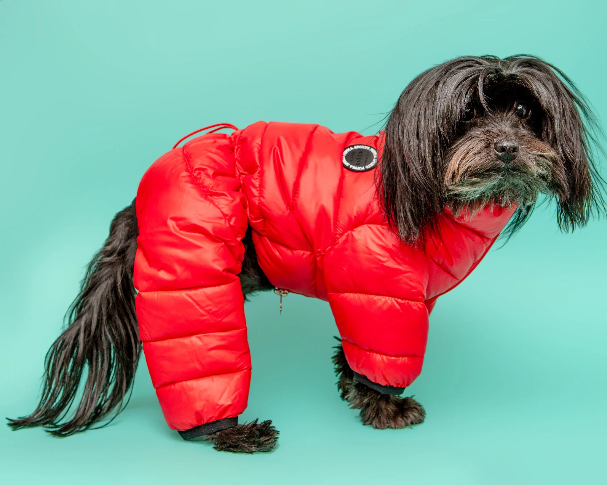 Ultra Light Winter Puffer Jumpsuit in Red - Image 3