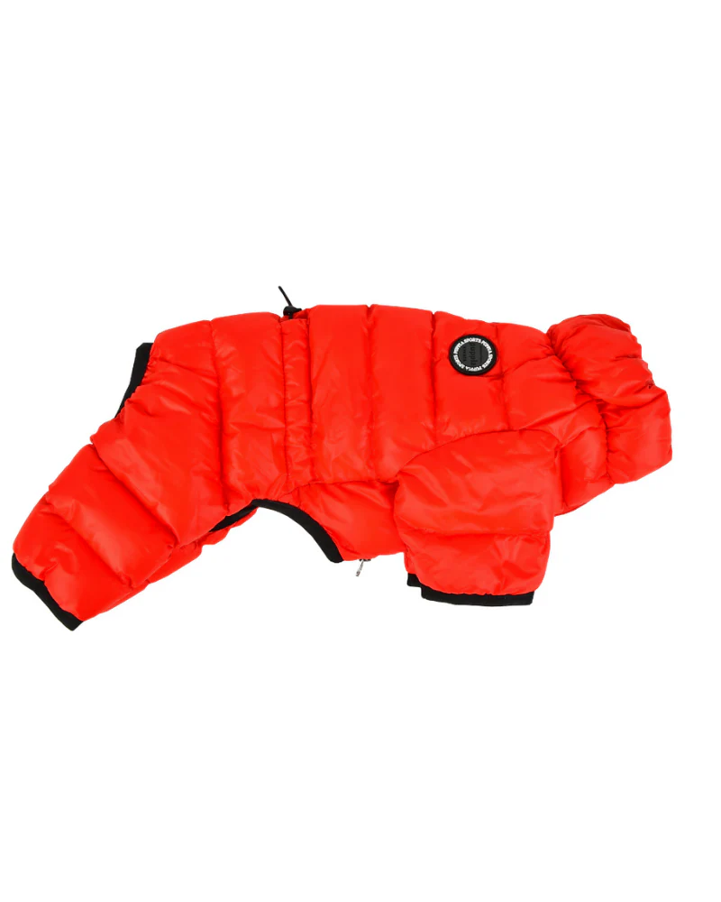 Ultra Light Winter Puffer Jumpsuit in Red - Image 4