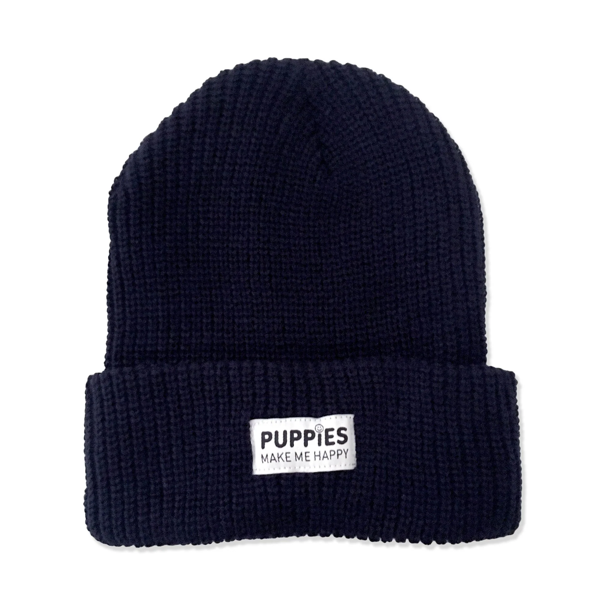 PUPPIES MAKE ME HAPPY | Label Beanie in Navy
