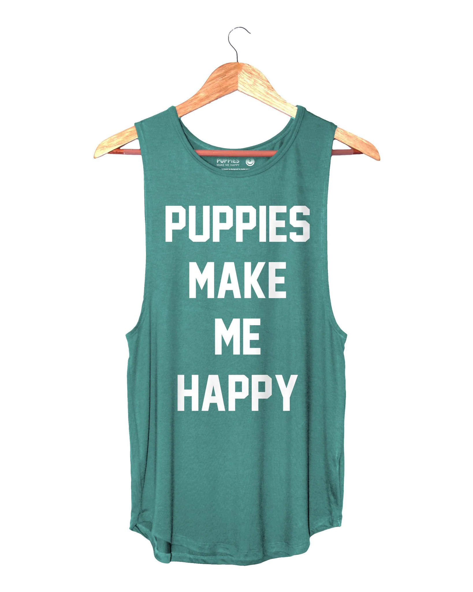 Sleeveless Puppies Make Me Happy Tank in Mermaid (FINAL SALE)