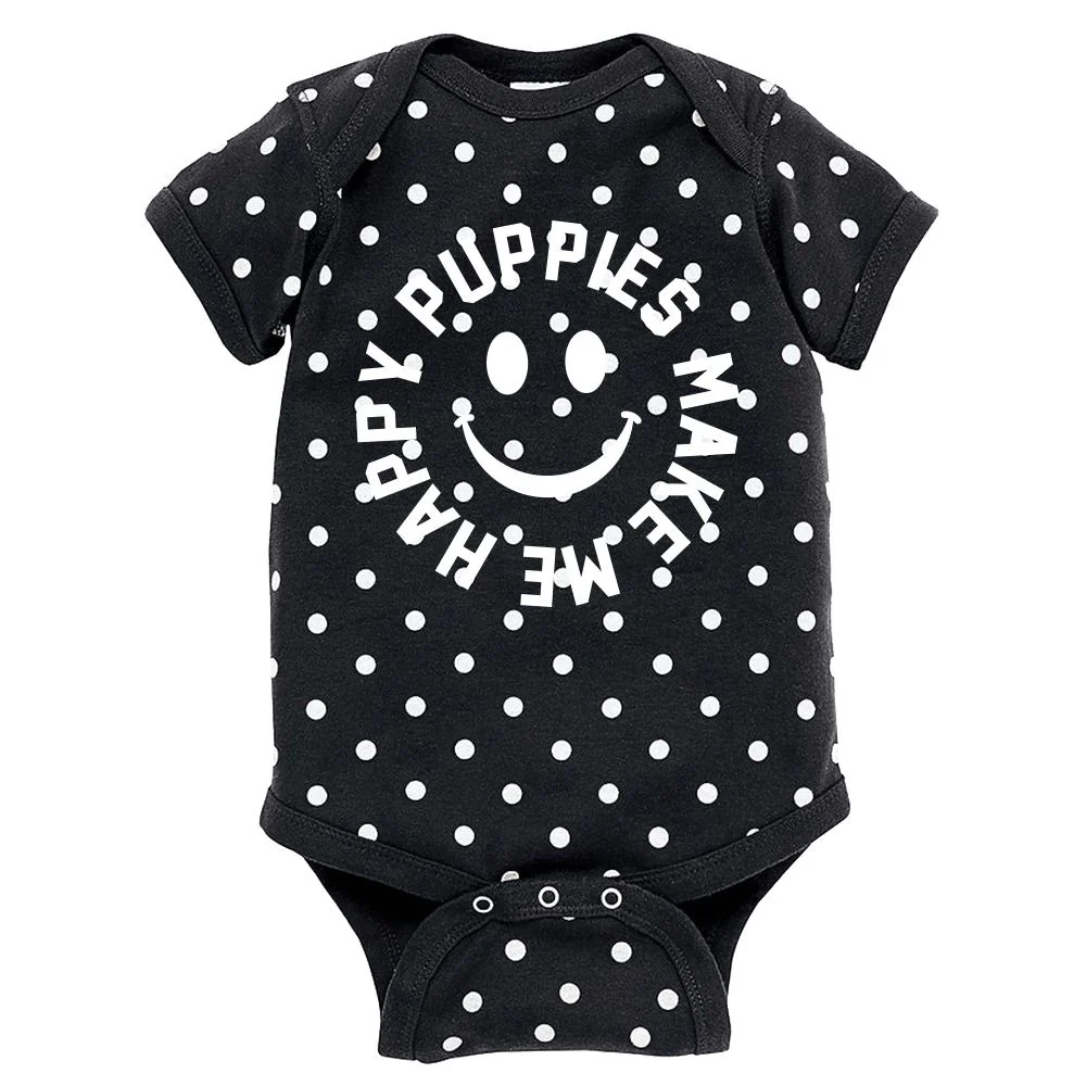PUPPIES MAKE ME HAPPY | Smiley Polka Dot Onesie