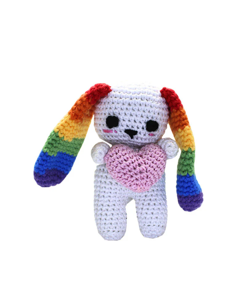 Rachel the Rainbow Rabbit Cotton Knit Dog Toy - Image 2