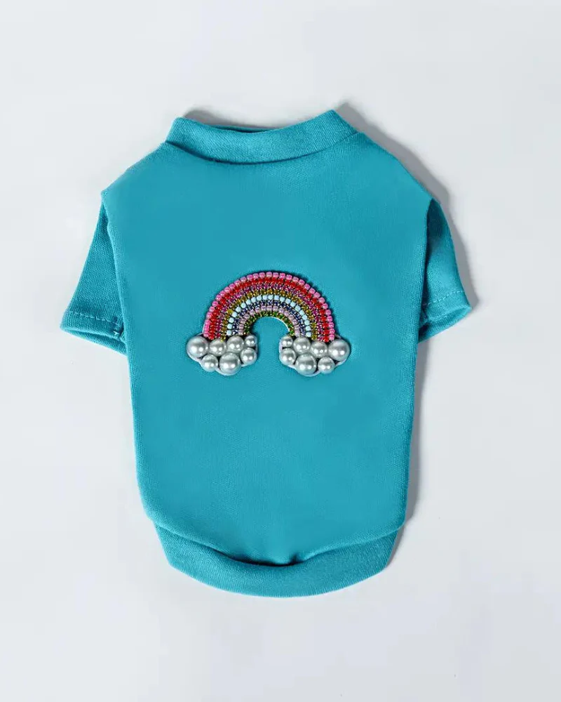 Rainbow Tiny Dog Tee in Aqua (CLEARANCE) - Image 5