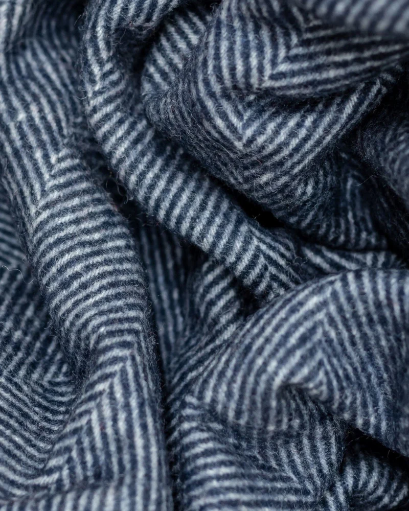 Recycled Wool Pet Blanket in Navy Herringbone (FINAL SALE) - Image 2