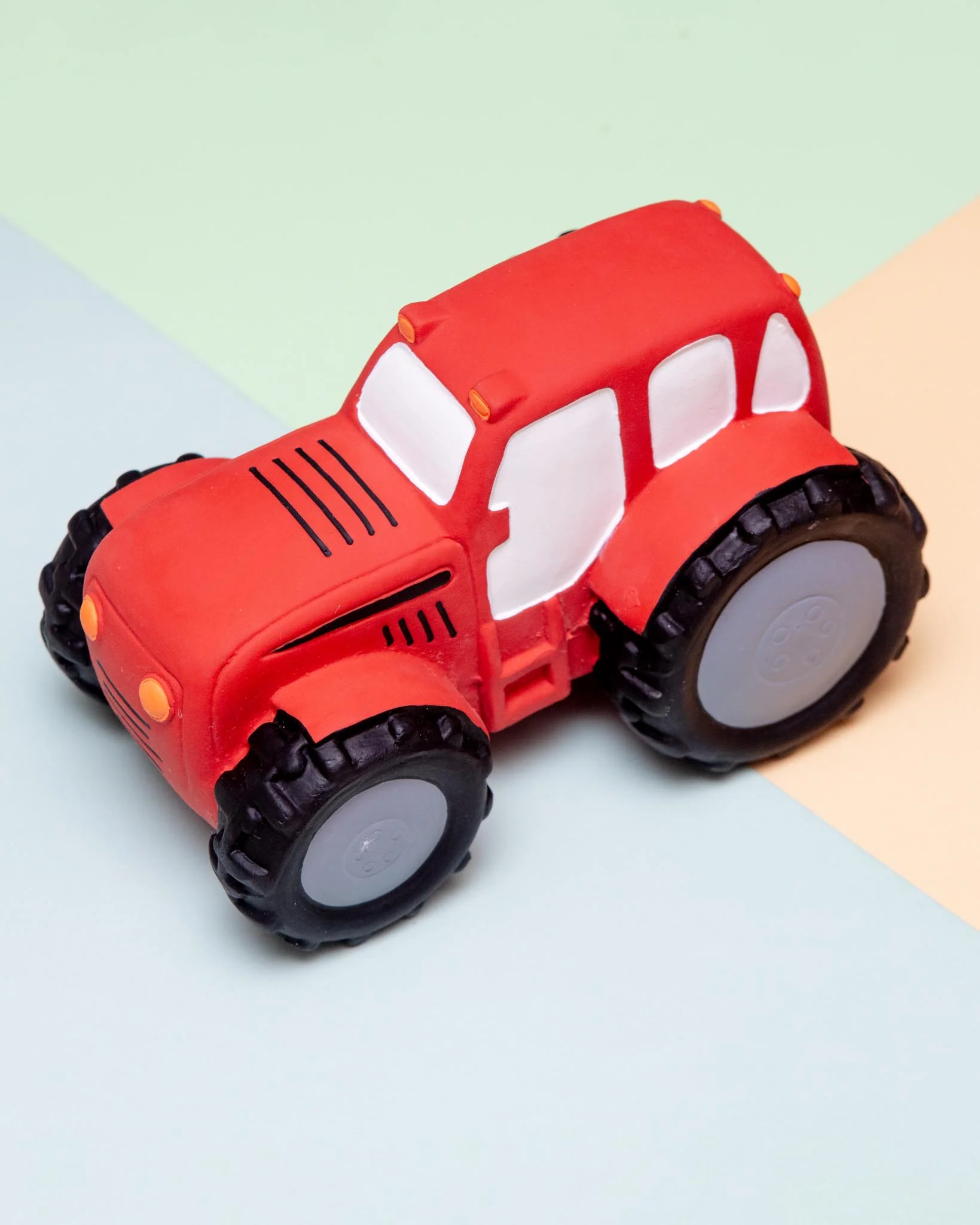 Red Tractor Latex Squeaker Dog Toy