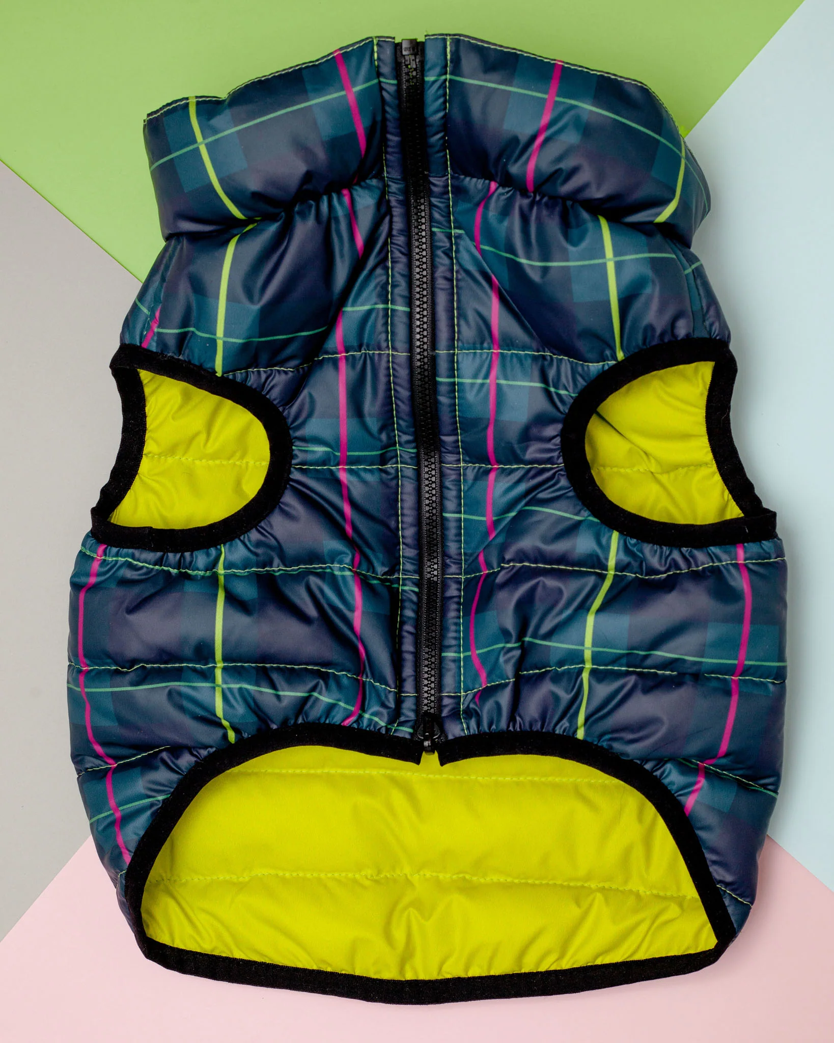 Reversible AiryVest in Hunter Plaid + Neon Yellow (DOG & CO. Exclusive) (FINAL SALE) - Image 5