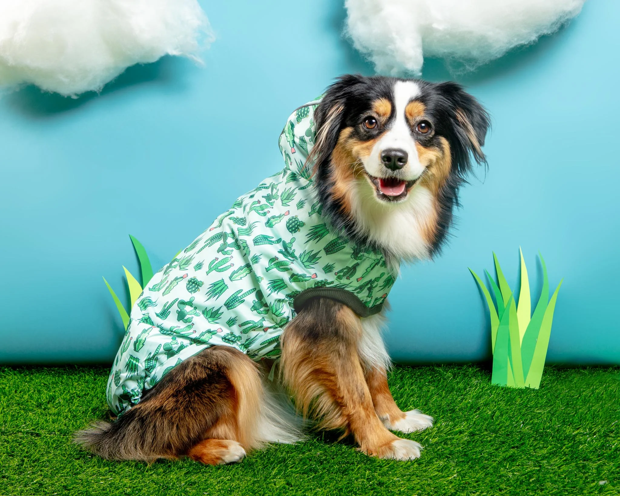 Reversible Waterproof Dog Raincoat in Green - Image 12