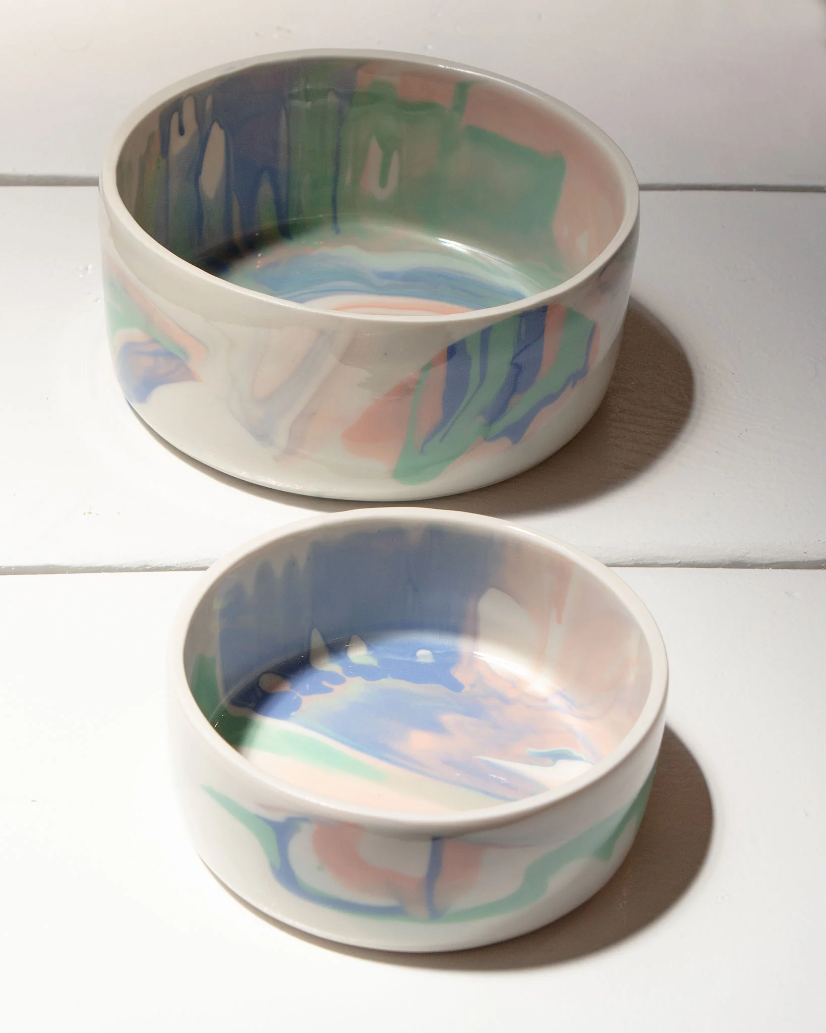 Handmade Ceramic Rainbow Dog Bowl (Made in the USA) - Image 5