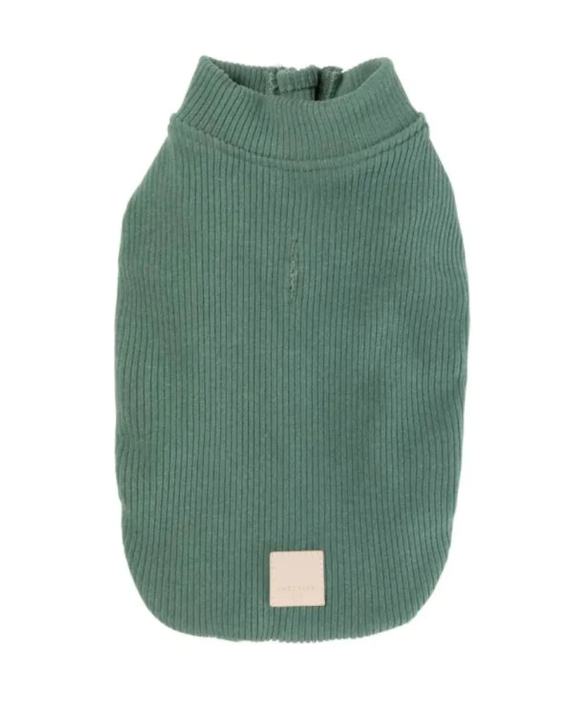 Ribbed Knit Dog Pullover in Myrtle Green (FINAL SALE)