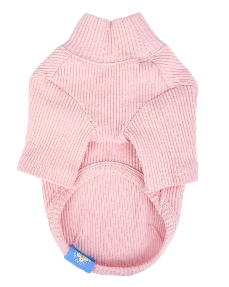 Ribbed Dog Turtleneck Tee In Pink<br>((FINAL SALE)) - Image 3