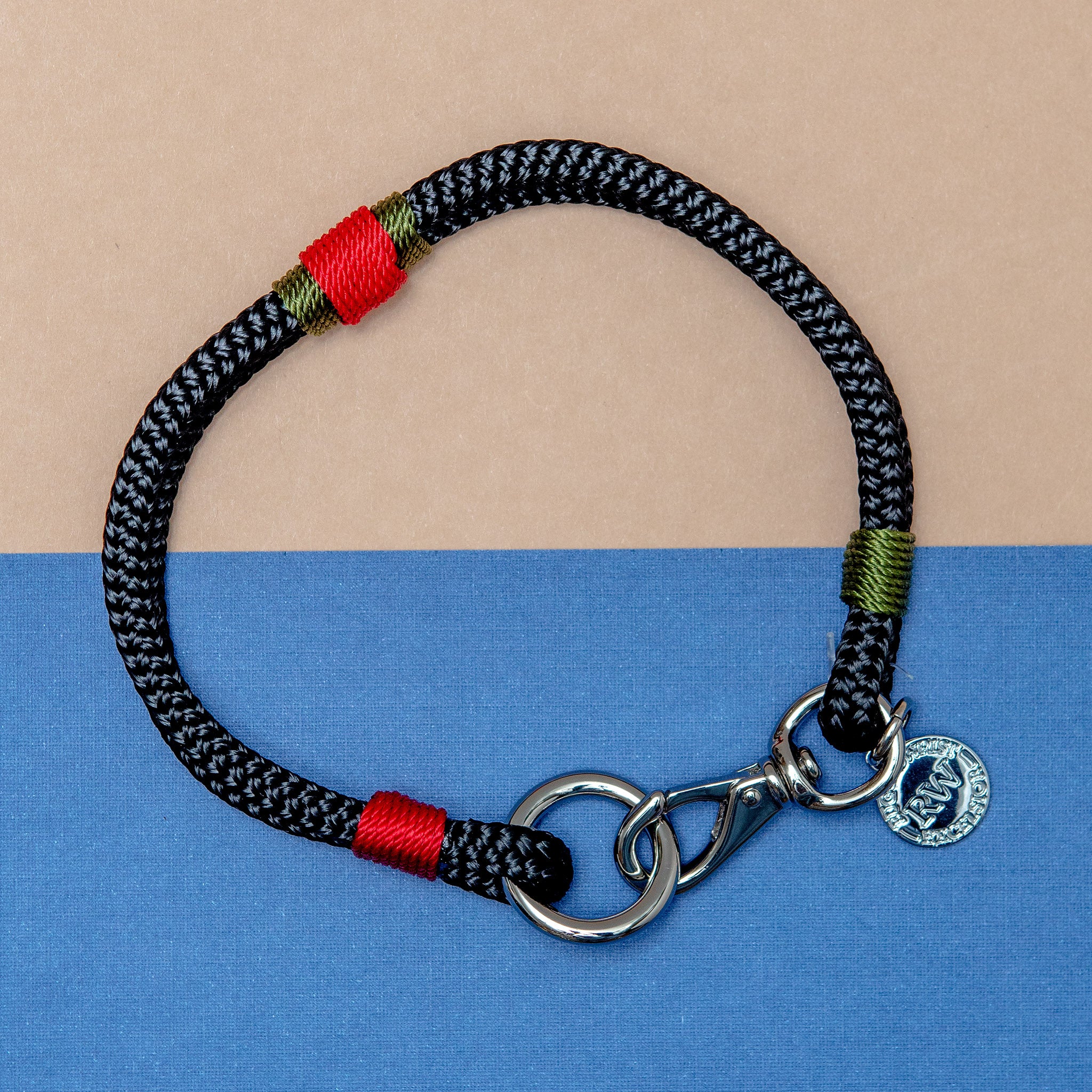 Black, Red & Olive Rope Dog Collar (Made in the USA) (FINAL SALE) - Image 2