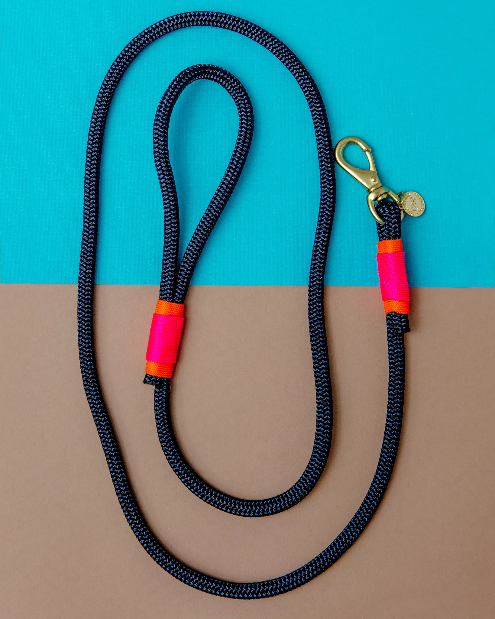 Navy, Neon Pink & Neon Orange Rope Dog Collar (Made in the USA) (FINAL SALE) - Image 4
