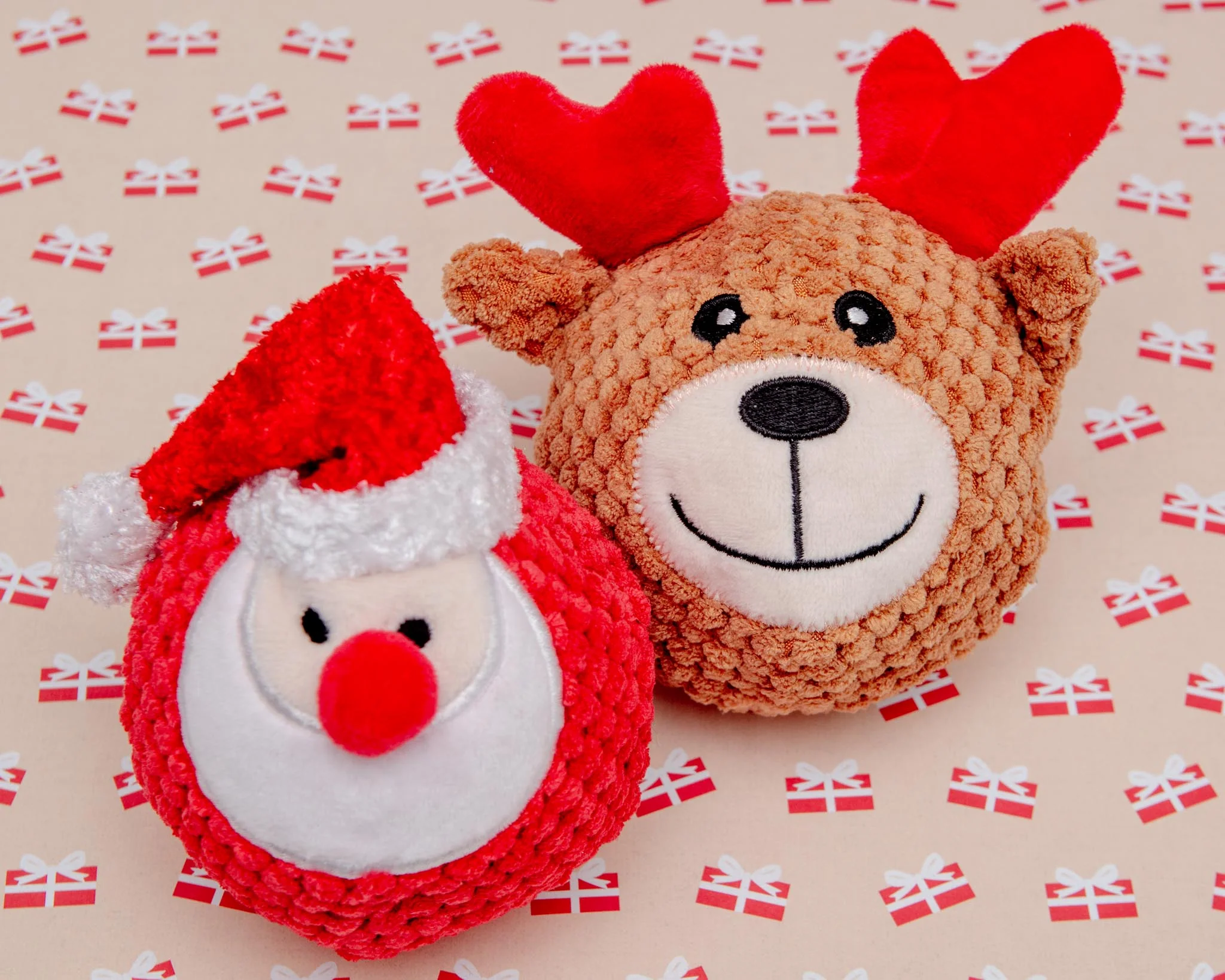 Santa + Reindeer Squeaky Ball Dog Toy Set - Image 4
