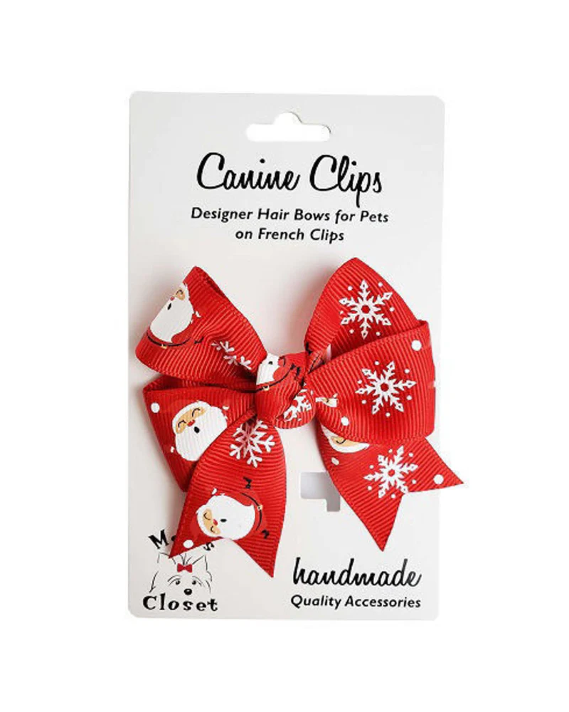 Santa's Snowflake Dog Hair Bow - Image 3