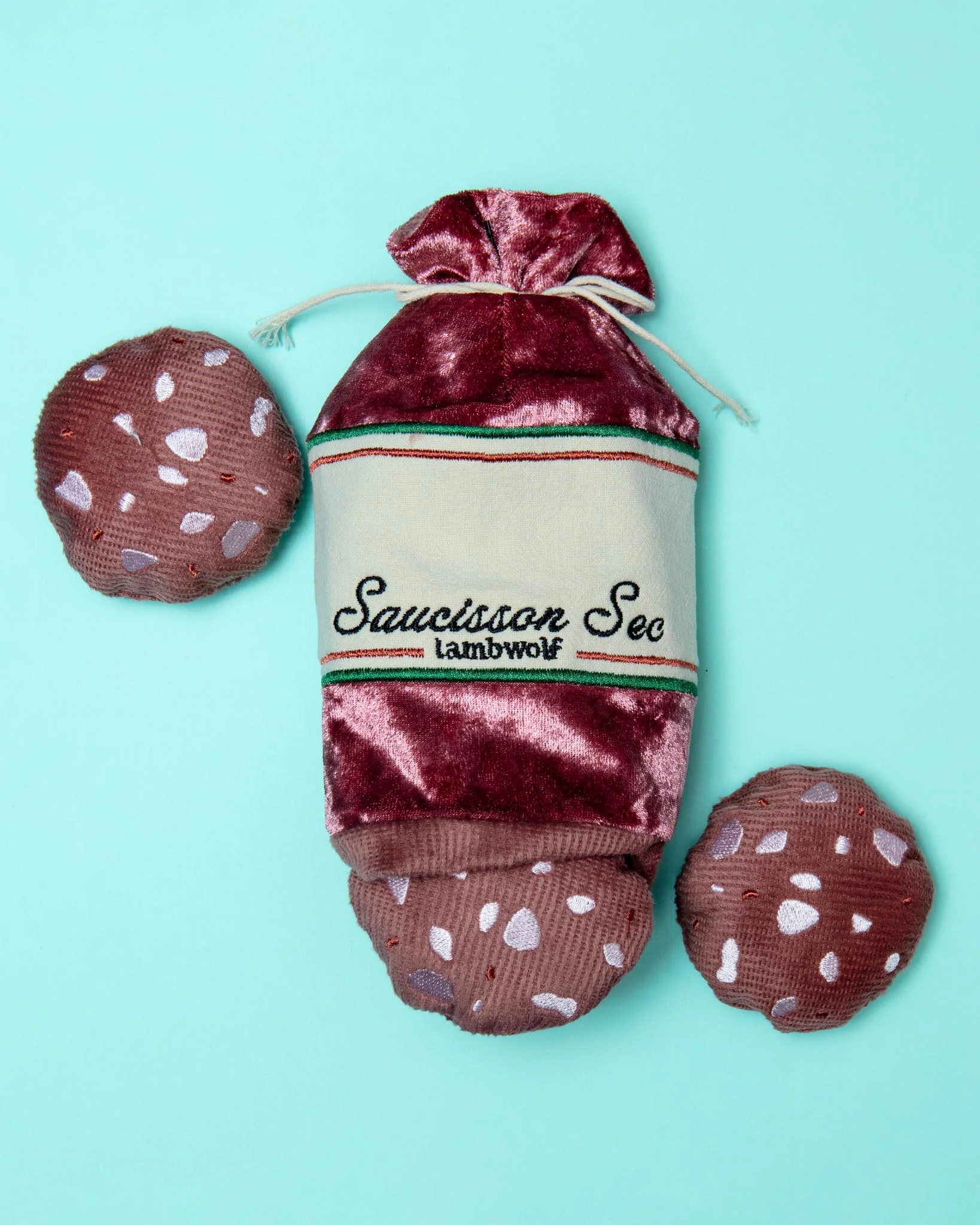 Saucisson Sec Squeaky Enrichment Plush Dog Toy