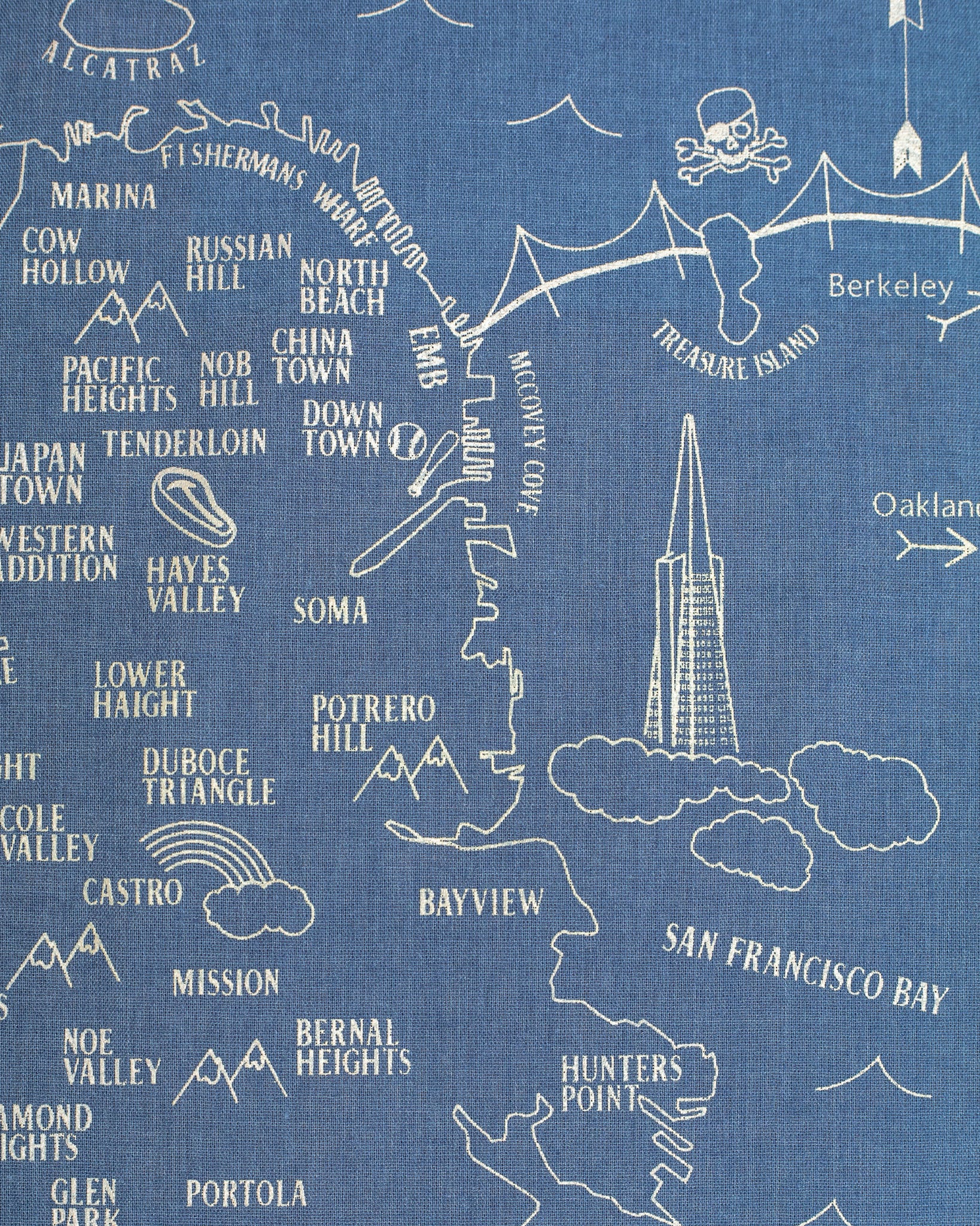 SF Map Bandana in Light Blue (Made in the USA) << CLEARANCE >> - Image 2