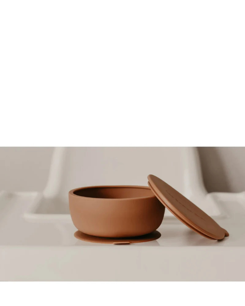 Silicone Suction Dog Food & Water Bowl with Lid in Terracotta << FINAL SALE >> - Image 5