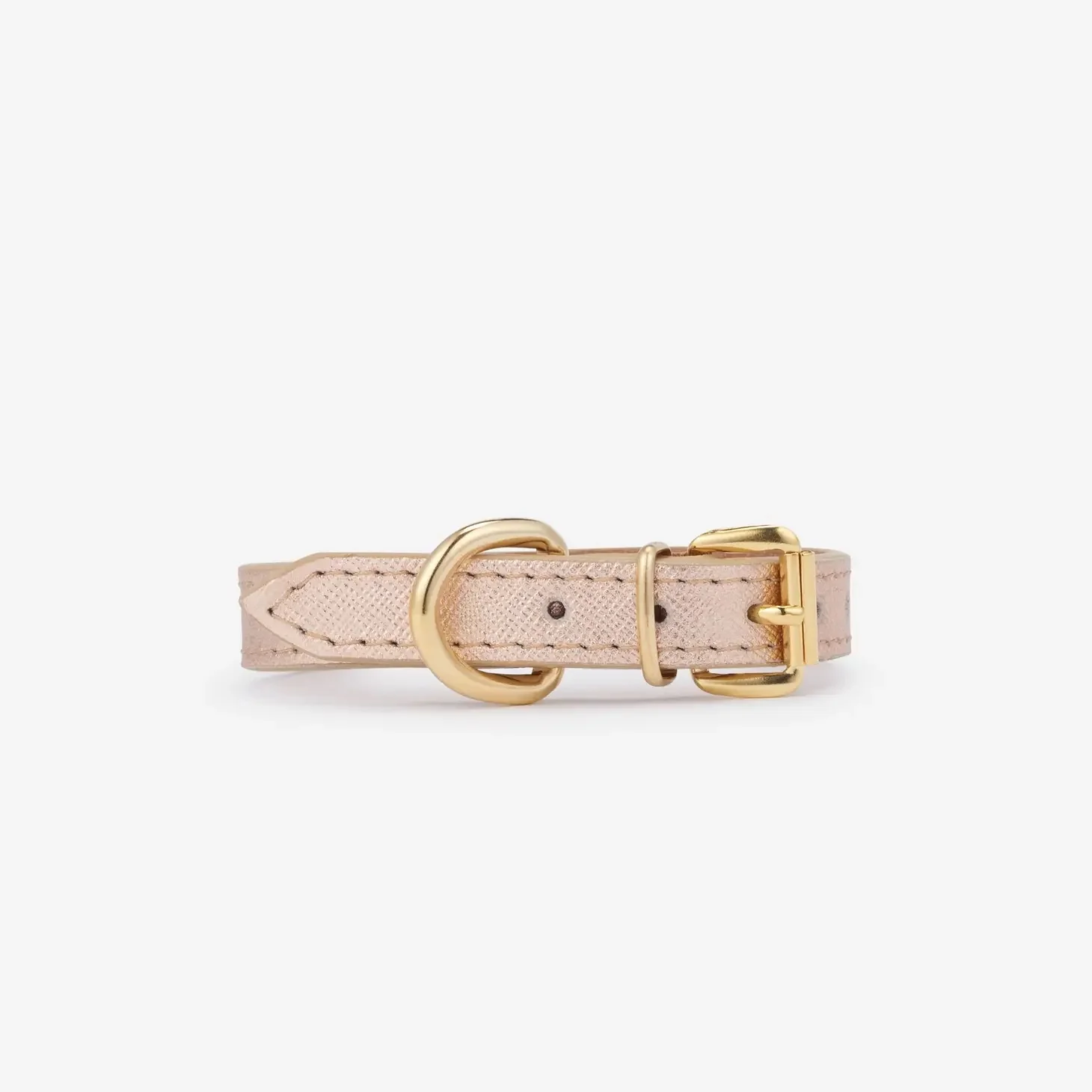 Small Dog Collar in Rose Gold Leather (Made in Italy) (CLEARANCE) - Image 2