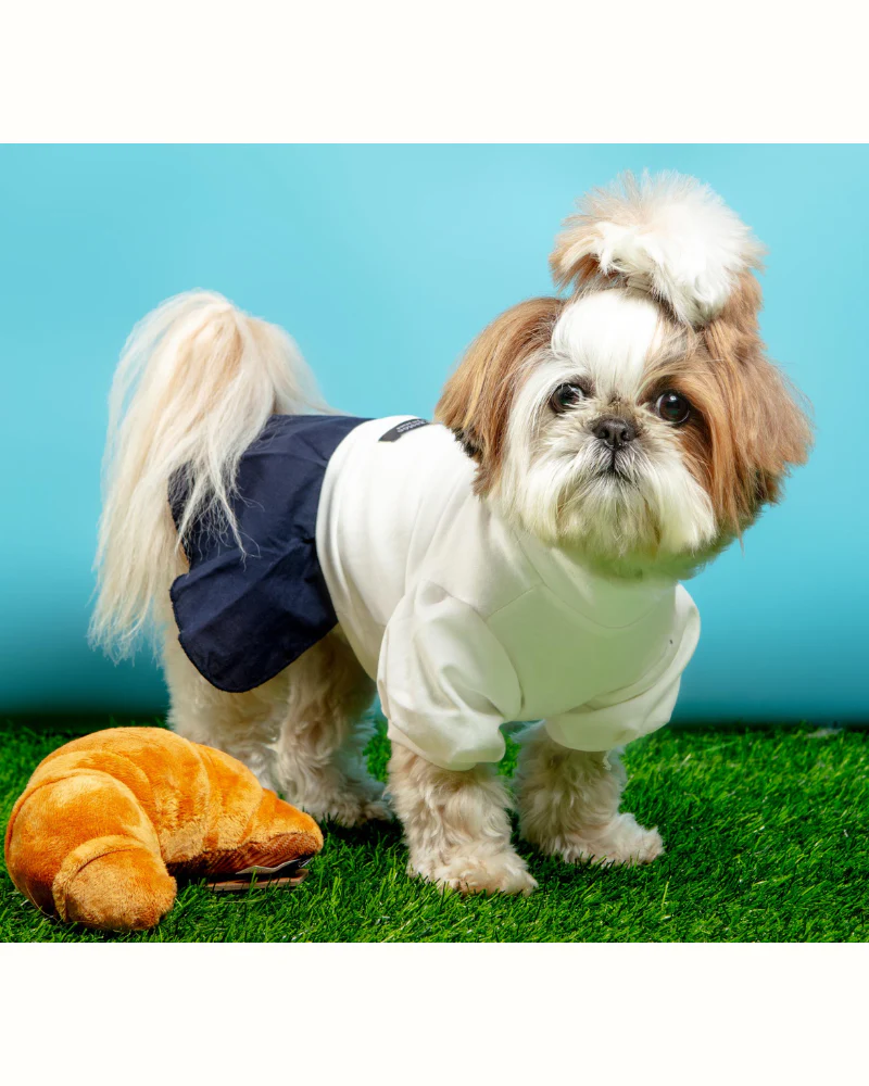 Soft Dog Dress in White & Navy (FINAL SALE) - Image 2