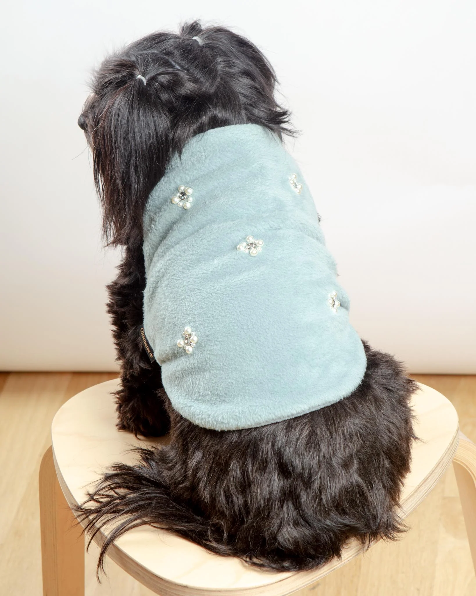 Embellished Fur Dog Vest in Soft Green (FINAL SALE) - Image 4