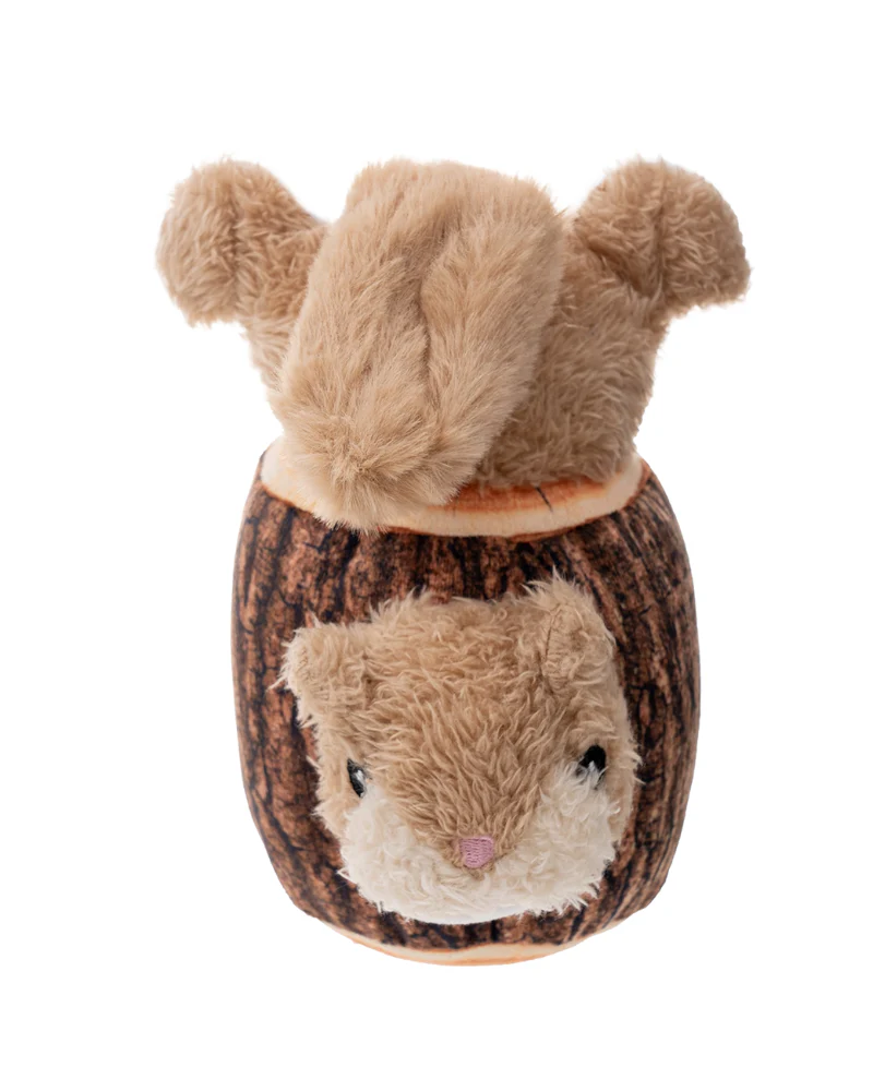 Squirrel in Log Moving Plush Dog Toy - Image 3