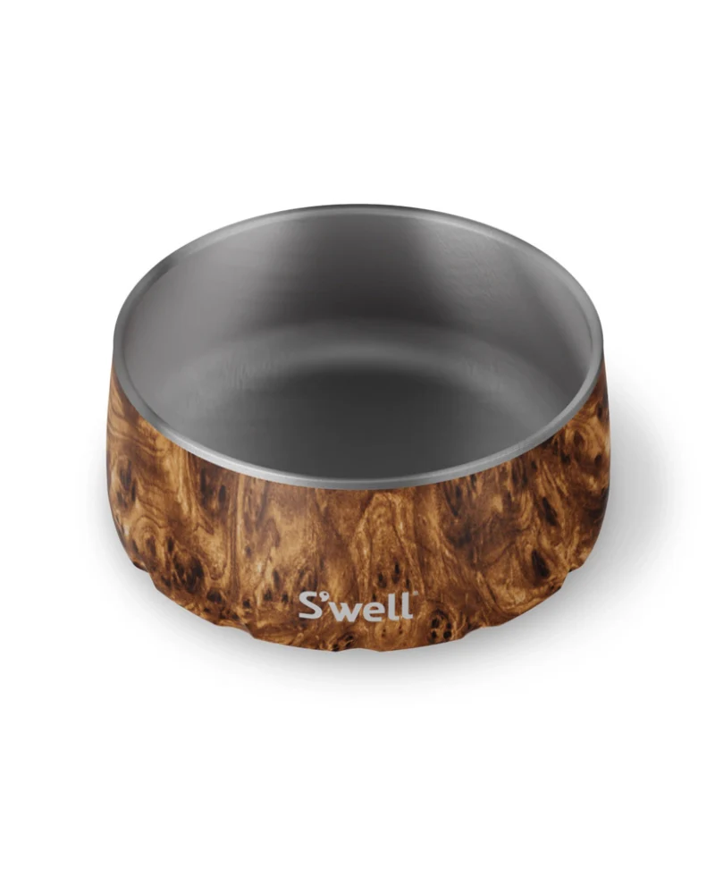 Stainless Steel Dog Bowl in Teakwood - Image 4