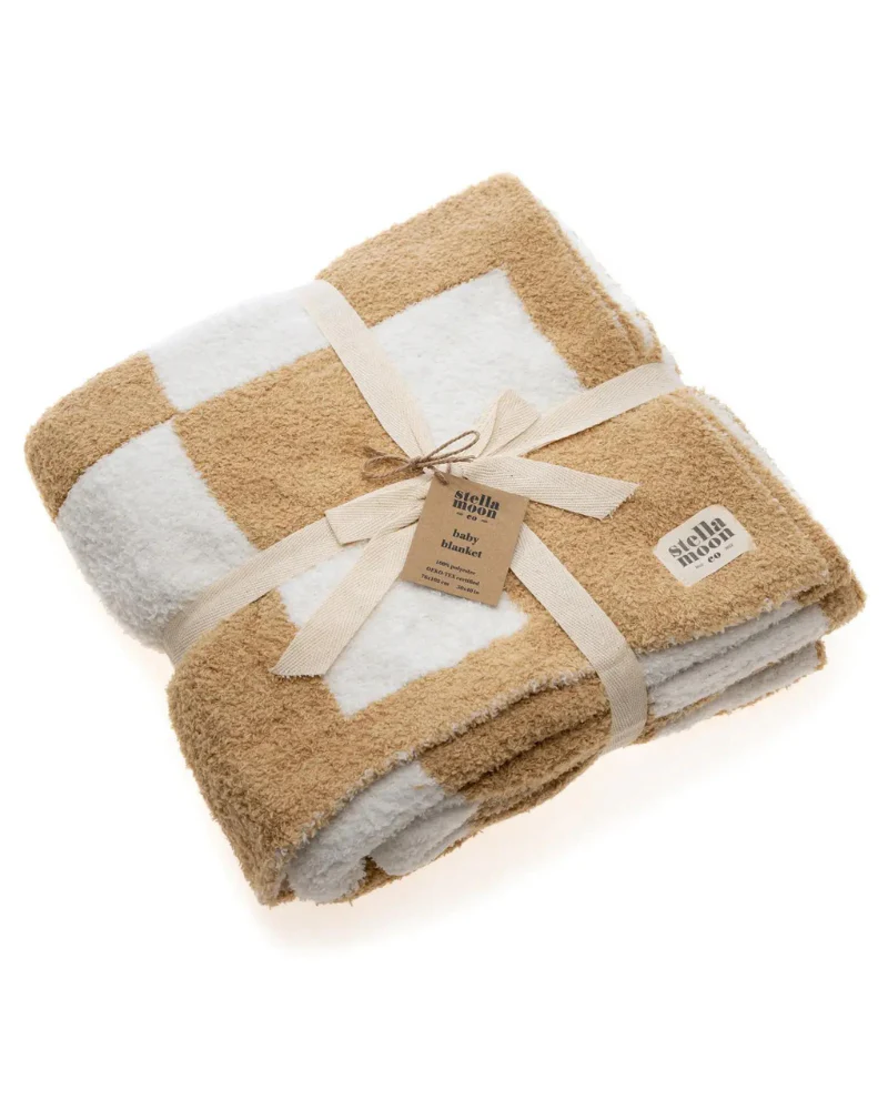 Luxe Check Dog Blanket in Sand - Image 4