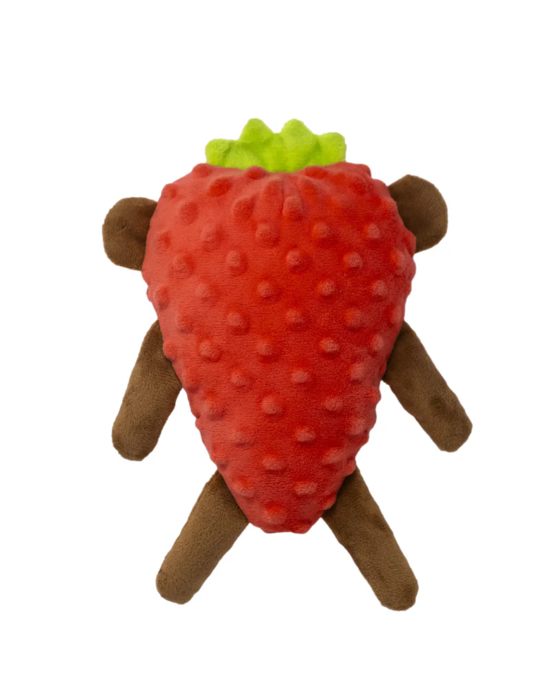 Strawberry Monkey Squeaky Plush Dog Toy - Image 5