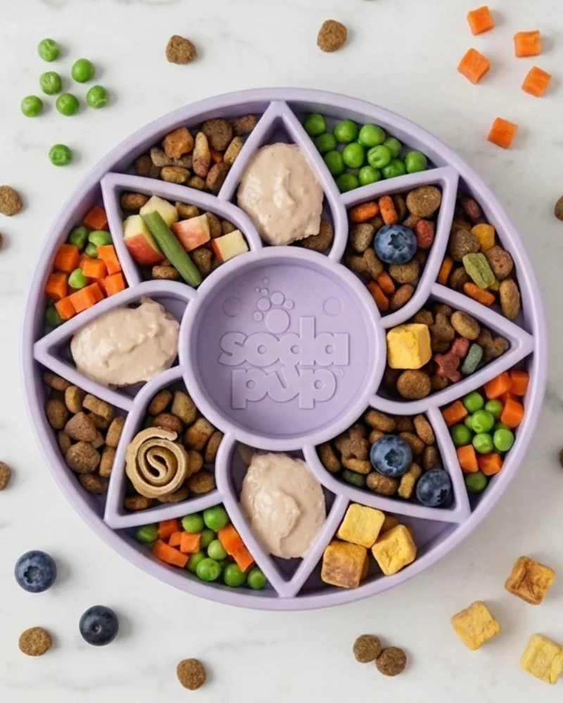 Sunflower Softie eTray Slow Feeder Dog Bowl & Soft Shallow Lick Mat (Made in the USA) - Image 2