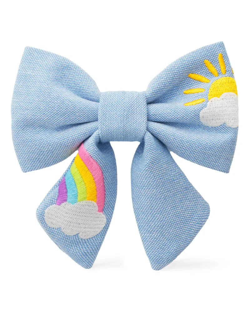 Sunshine and Rainbows Embroidered Lady Dog Bow (Made in the USA) - Image 2