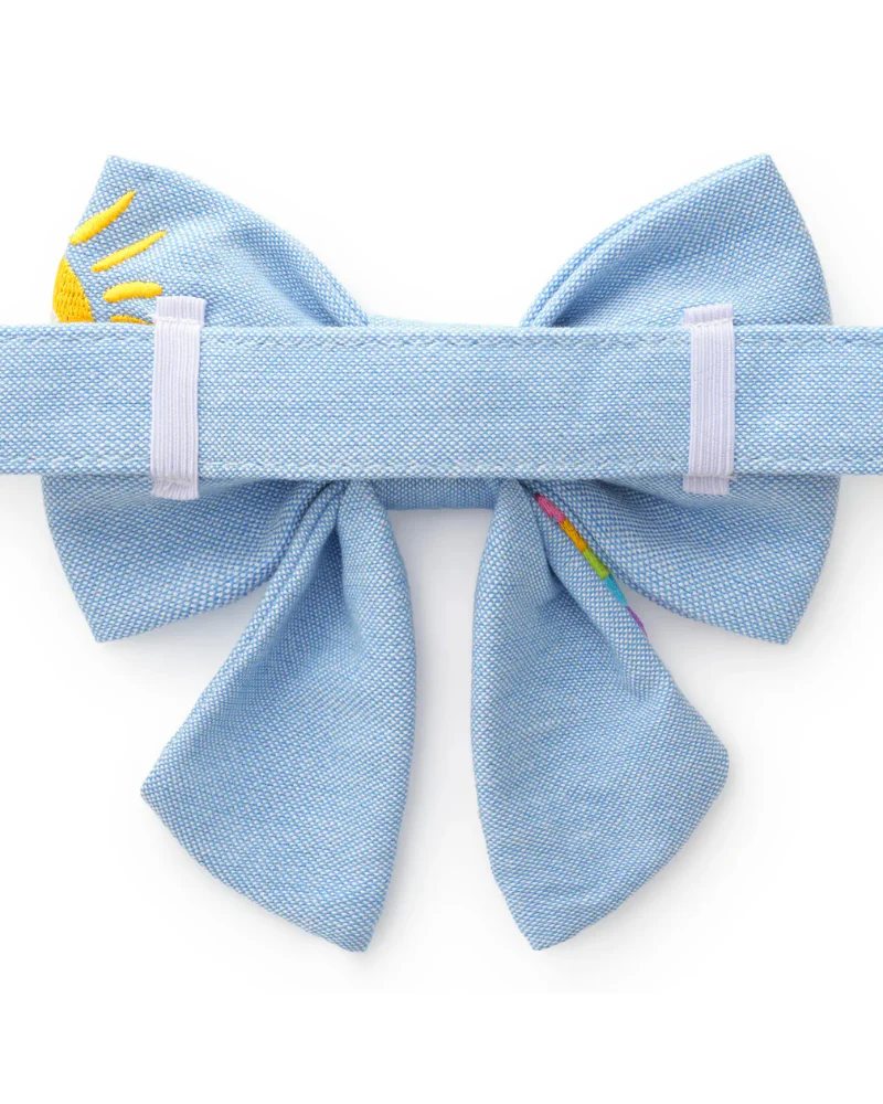 Sunshine and Rainbows Embroidered Lady Dog Bow (Made in the USA) - Image 3
