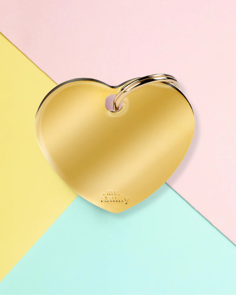 Sweet Heart in Golden Brass Custom Pet ID Tag