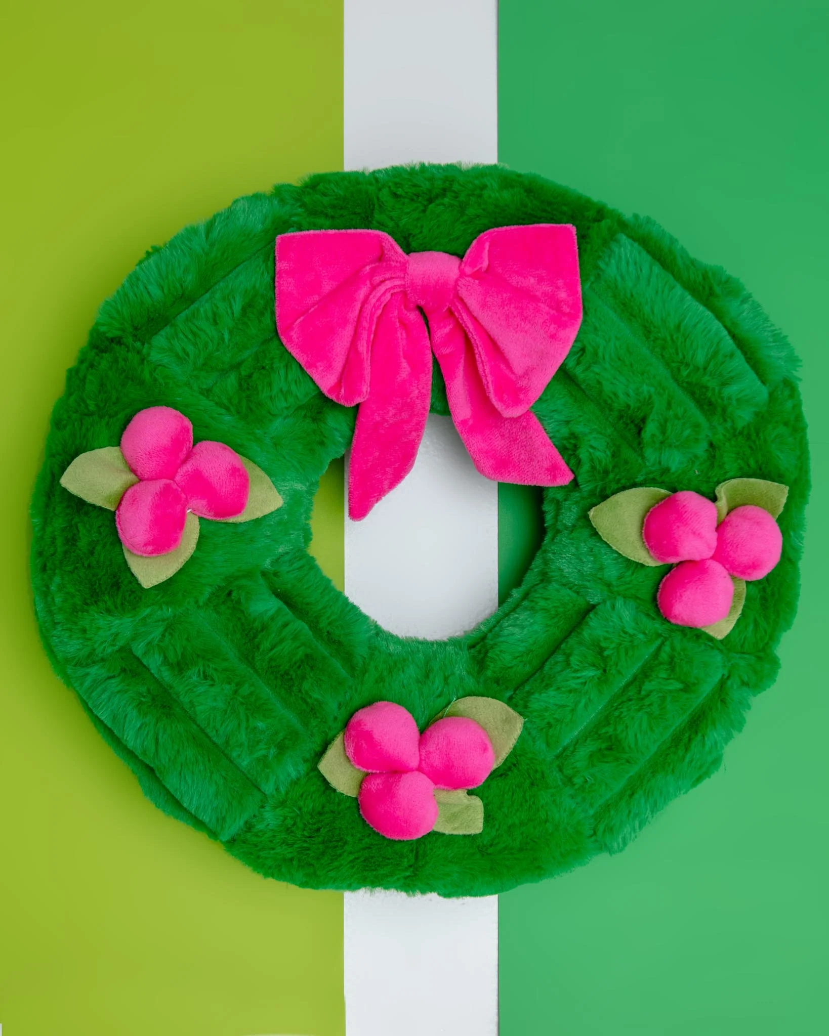 Sweet Holly Berry Wreath Squeaky Plush Dog Toy (15") (FINAL SALE)