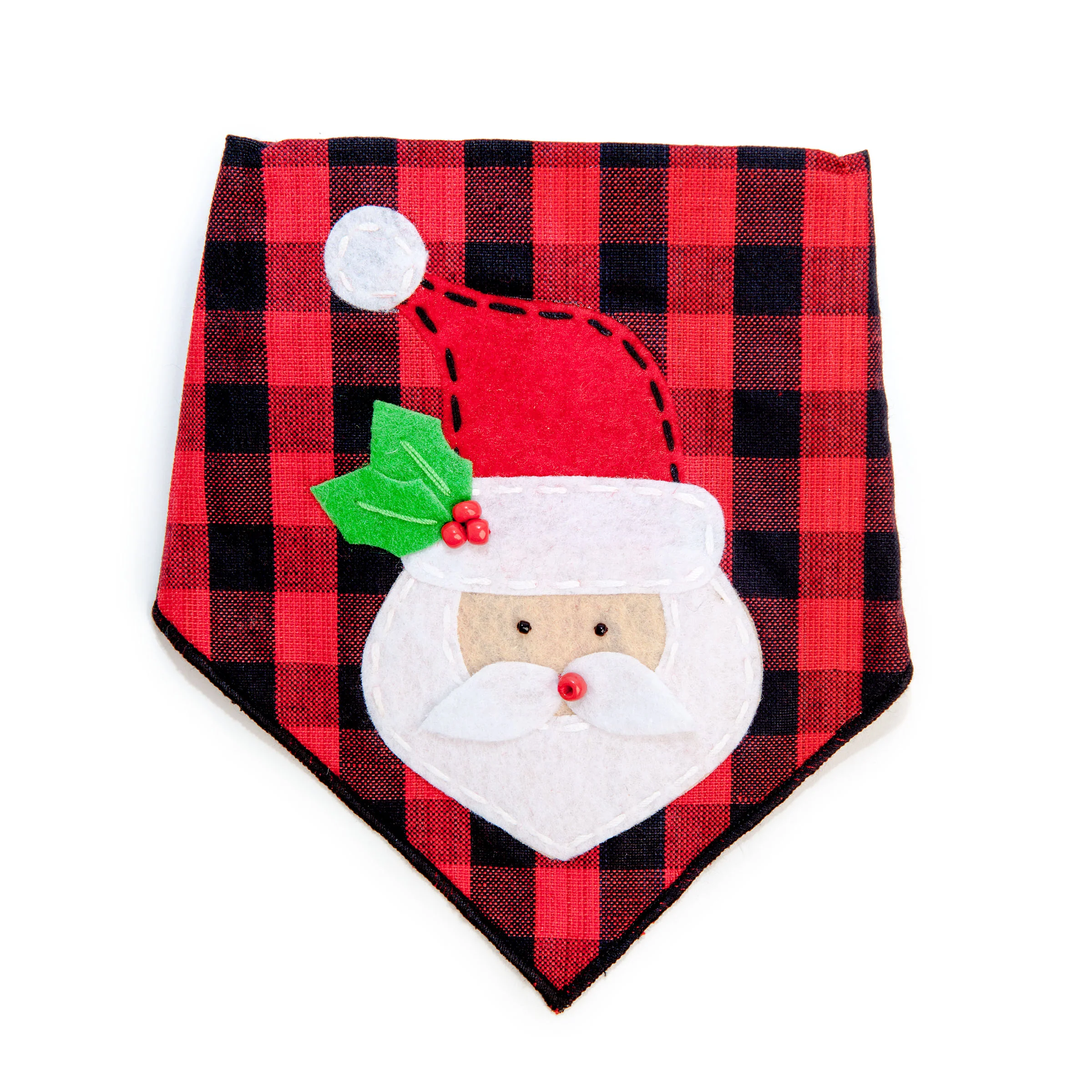 Santa Claus Buffalo Plaid Dog Bandana (CLEARANCE) - Image 3